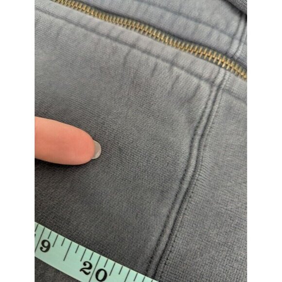 American Giant Sweater Womens Medium Blue grey Classic Zip Hooded Drawstring H4 - Picture 8 of 10